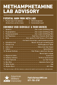Methamphetamine Lab Advisory card