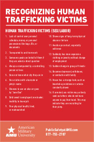 Recognizing Human Trafficking Victims card